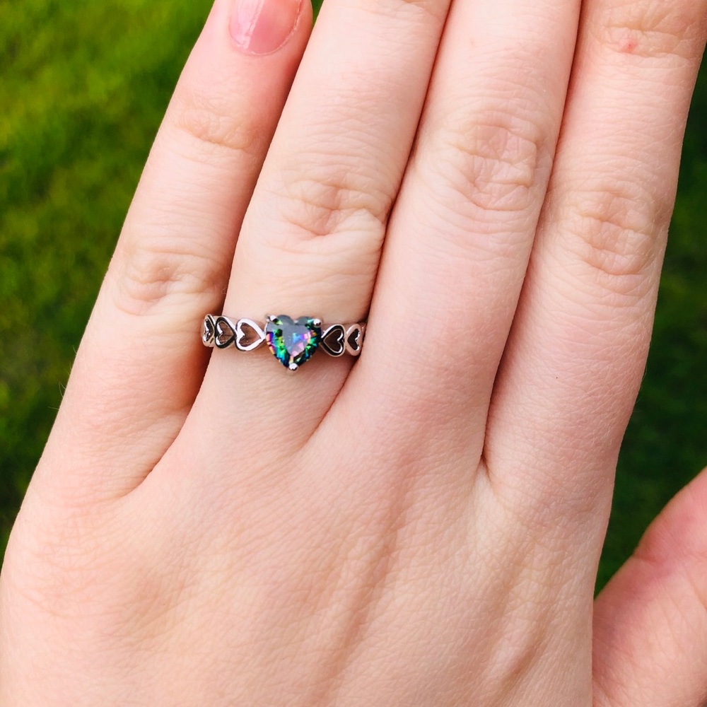 925Sterling silver multicolor cubic zirconia heart - Picture 2 of 5
